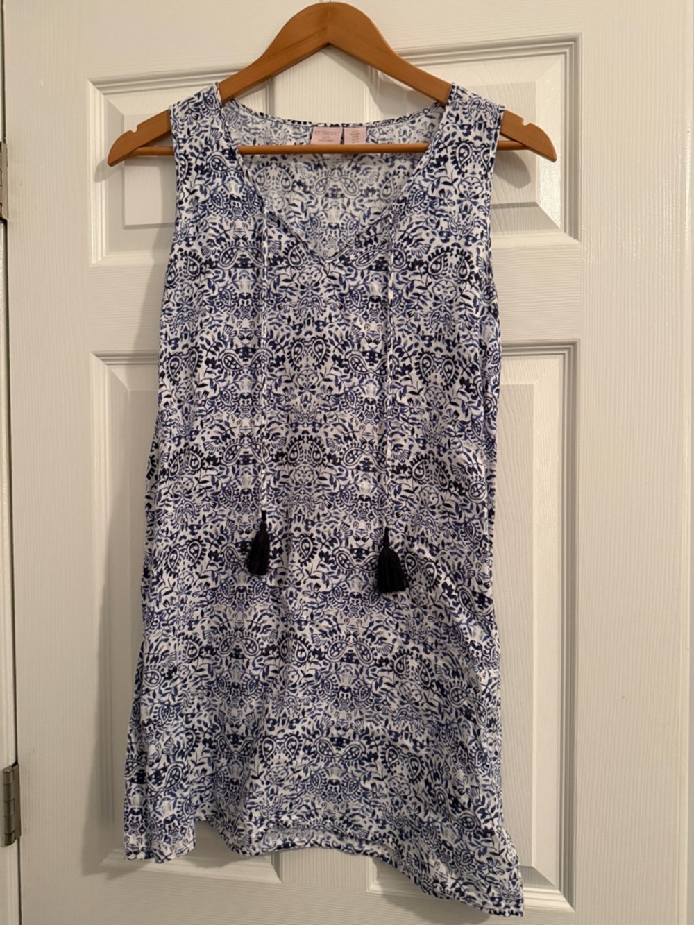 St. Tropez Blue and White Linen Print Tunic